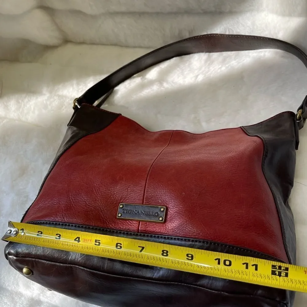Tignanello  leather Rustic red & Brown shoulder bag with antique tone hardwares